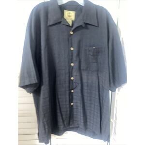 Joe Marlin Mens XXL Button Up Shirt Black Hawaiian Short Sleeves